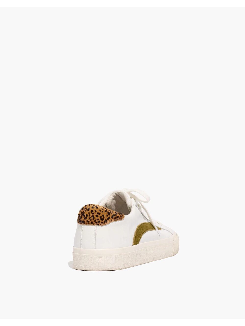 Madewell Sidewalk Low Top Leather Sneakers Leopard Calf Hair White Sz 9.5 / M 8 - Picture 3 of 11